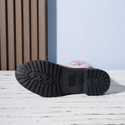 Women's Floral Printed Leather-Look Mid-Calf Boots with Round Toe