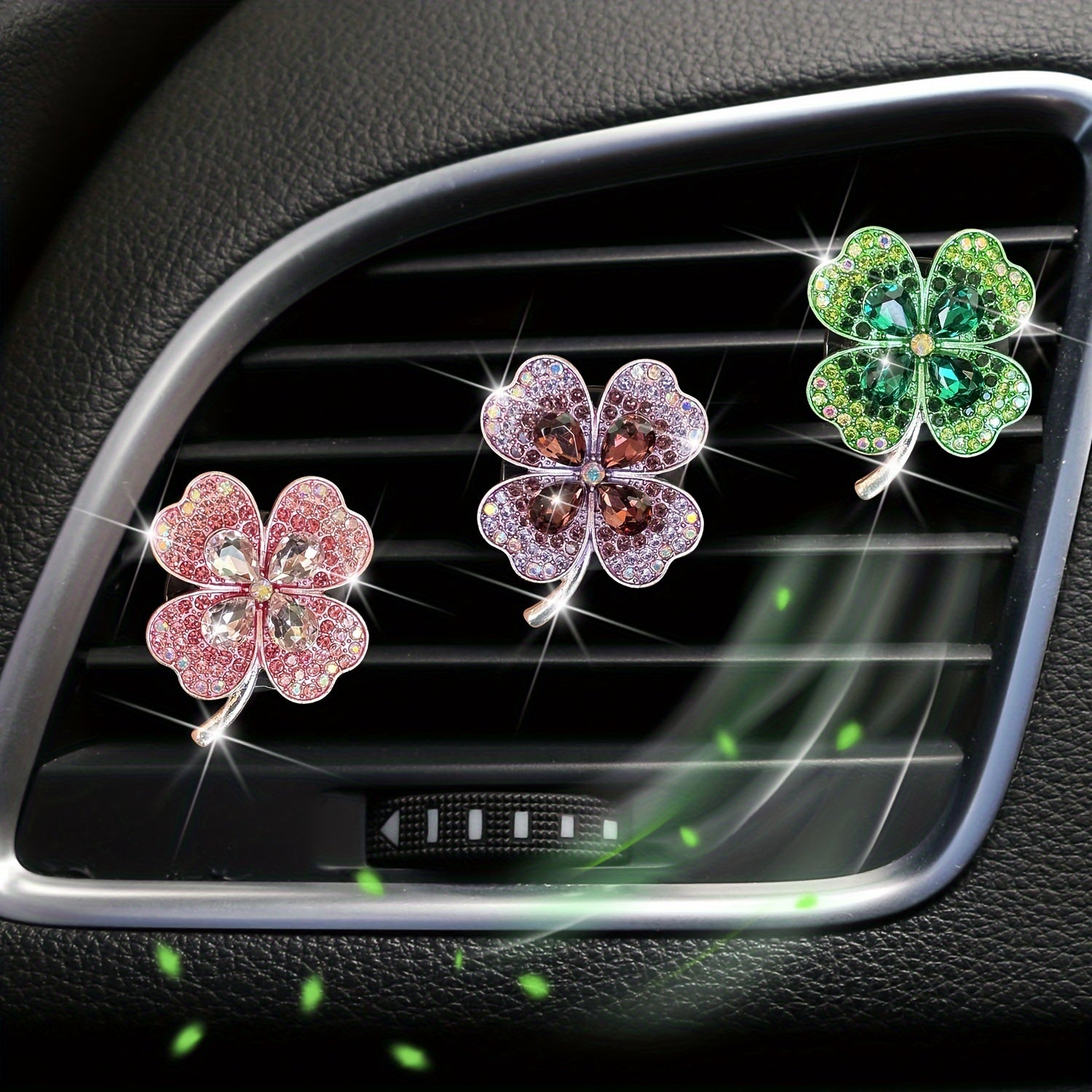 Ayollar uchun avtomobil havo tozalagichi, rhinestone, to'rt bargli toshbaqa dekor
