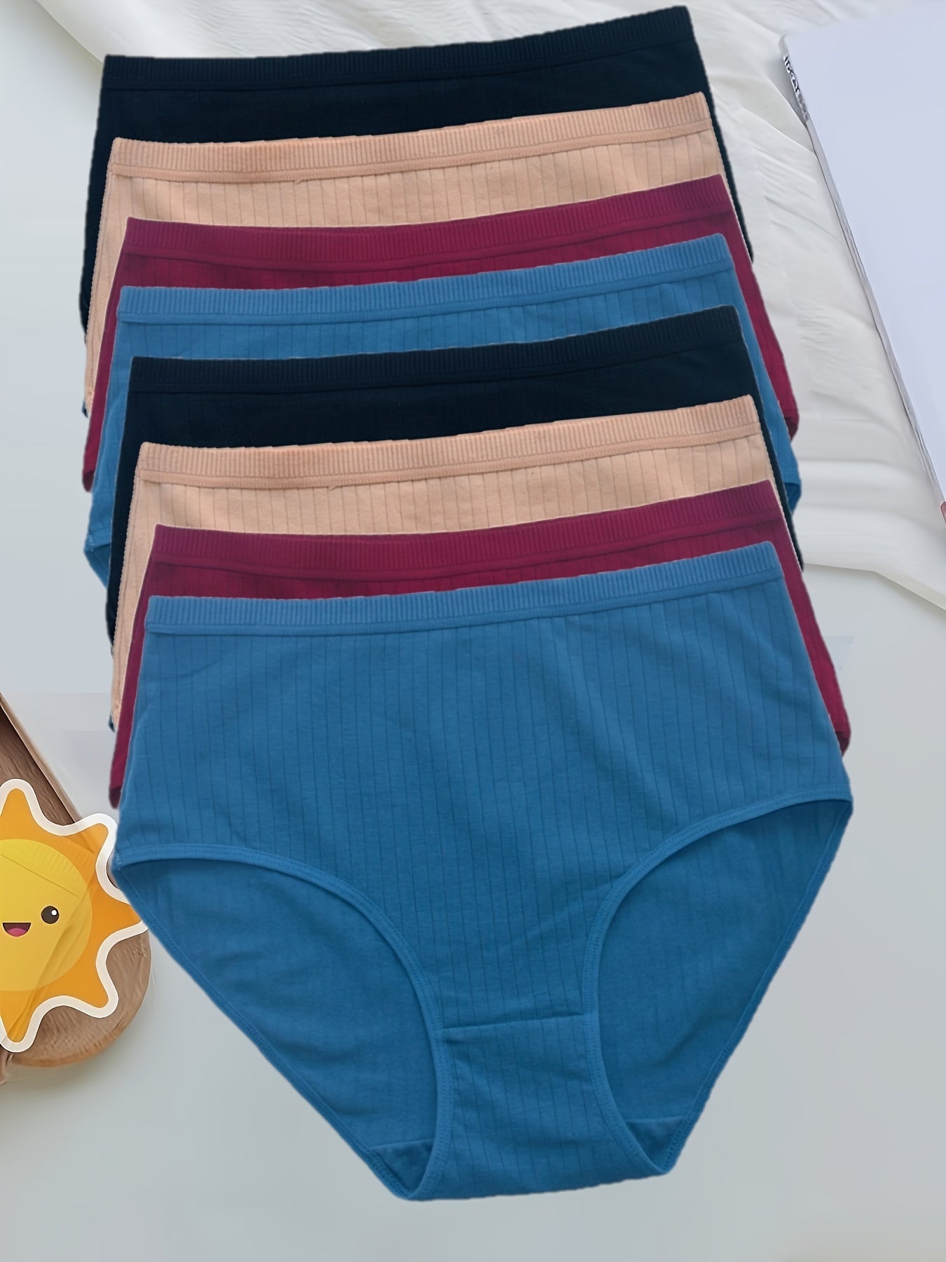 Pack de 8 braguitas de talle alto para tallas grandes para mujer, tela de punto transpirable, control de abdomen