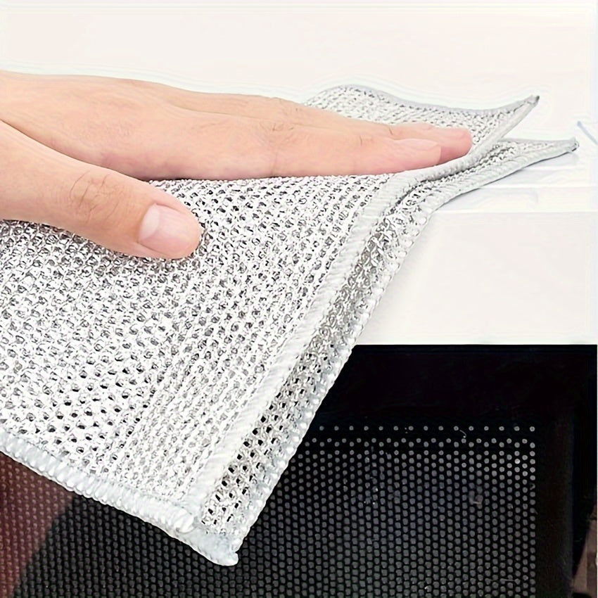 Pack of 5 Silver Nylon Dishcloths for Kitchen, Bathroom, and Patio Cleaning