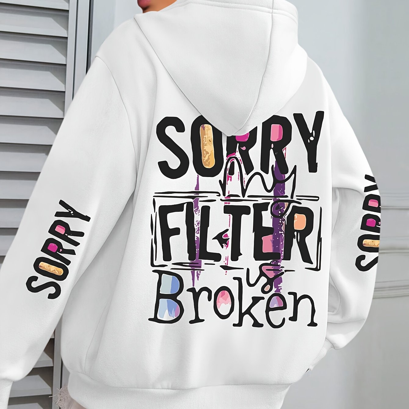 Women's Cozy Polyester Hoodie with Slogan Print, Long Sleeve, Pocket