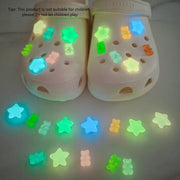 Kids Luminous Bear Shoe Charms Set PVC Vibrant Night Glow Sandals Decor