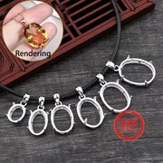 Sterling Silver Oval Prong Bezel Setting for DIY Pendant Charm Tray Various Sizes