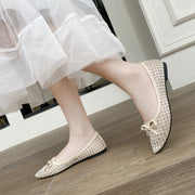 Women's Mesh Flats with Bowknot Lightweight Slip-On Pointed Toe Shoes for All Seasons