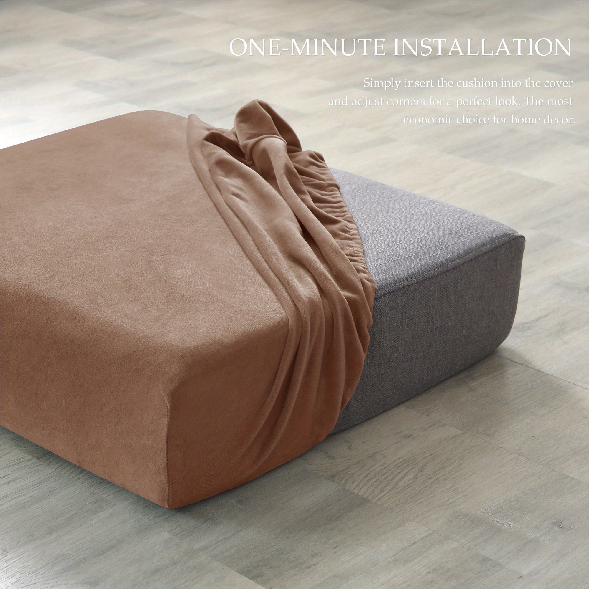 Yotoqxonada yoki ofisda uy bezaklari uchun sirpanmaydigan velur divan qoplamasi.