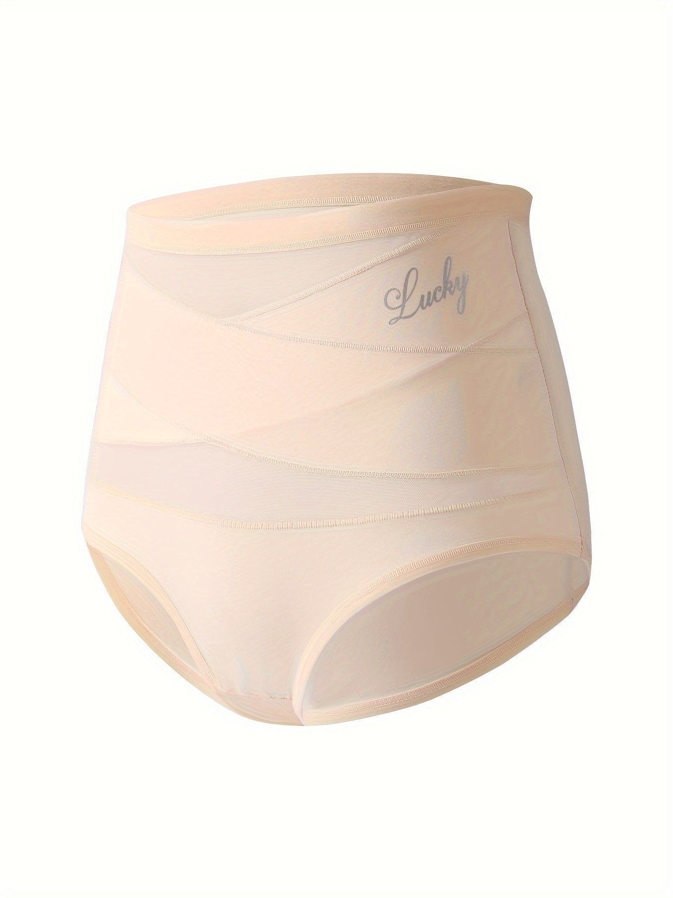 Panties de mujer de cintura alta, transpirables, control de abdomen, con estampado de letras y detalles cruzados