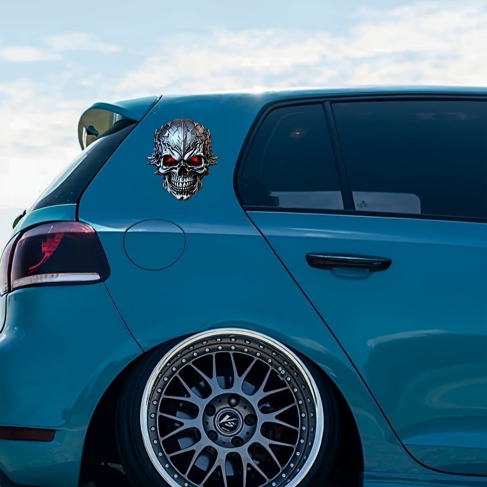 Мотоциклетный автомобиль водонепроницаемый 3D металлический череп наклейка прочный ПВХ царапиноустойчивый