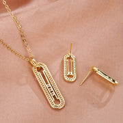Jewelry Set Gold and Silver Middle Eastern Inspired Cubic Zirconia Earrings Necklace