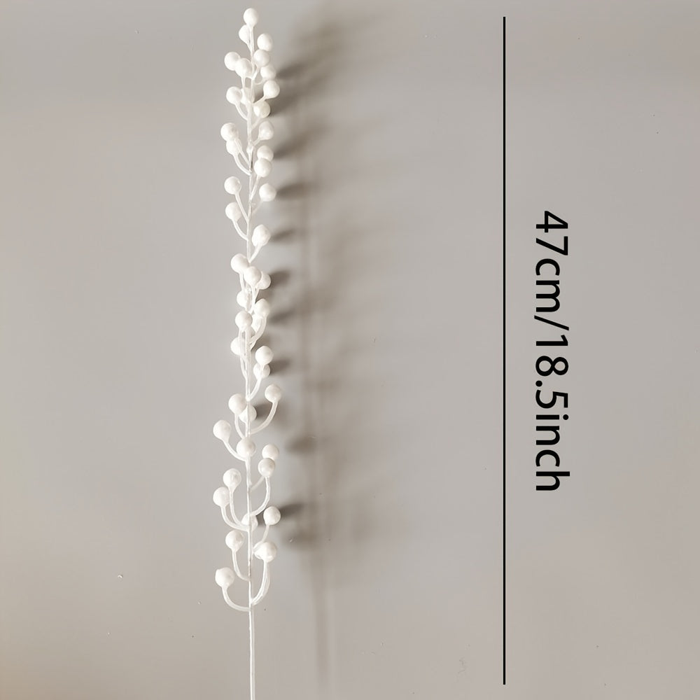 10-Pack Artificial Pearl Berry Stems for Holiday Decor and DIY Crafts