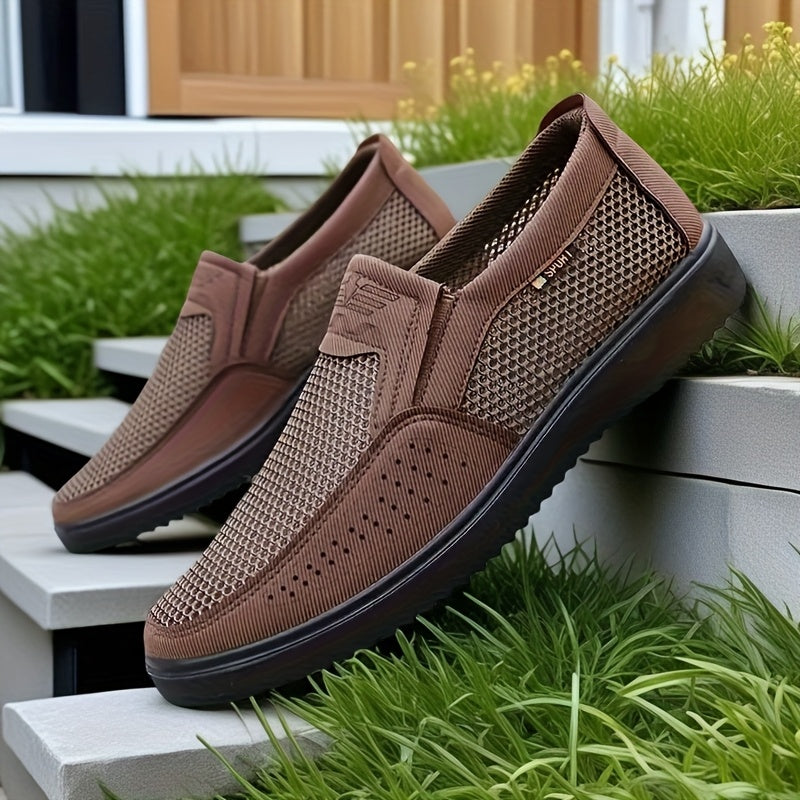 Men's Casual Loafers Slip-On Shoes Breathable Fabric Minimalist Round Toe All-Season Streetwear