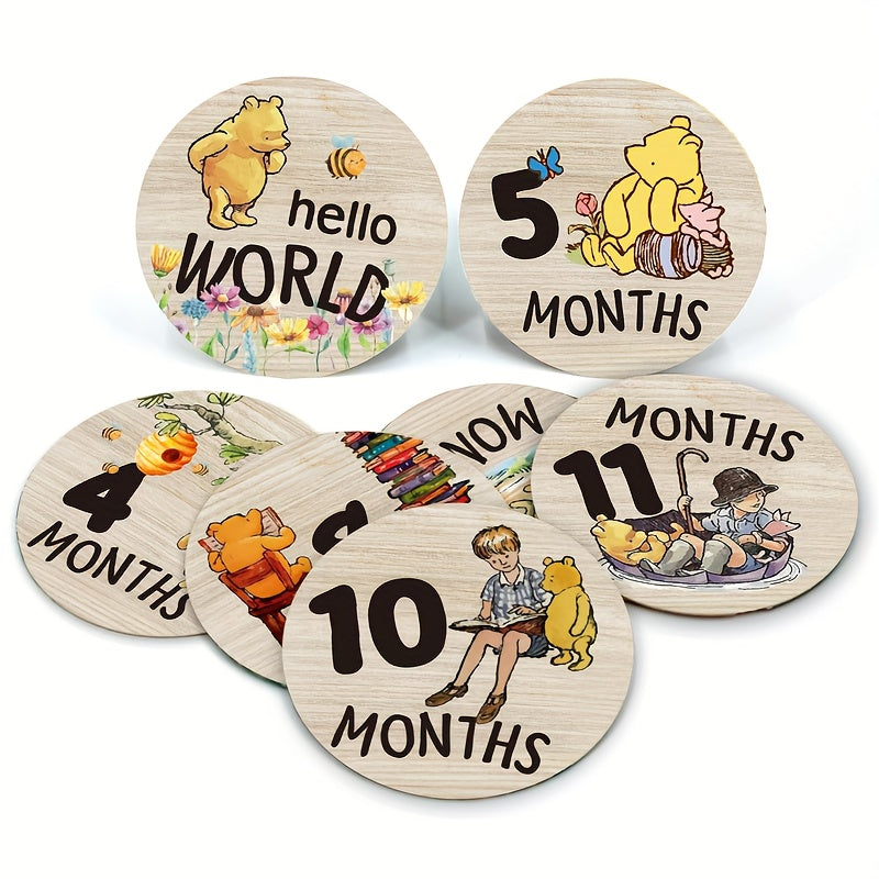 7 Pieces Baby Milestone Cards 1-12 Months Double-Sided Photography Growth Props