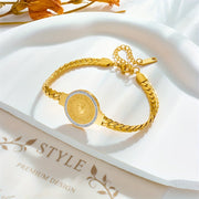 Stylish Gold-Tone Coin Bracelet with Rhinestones for Party and Banquet Outfits