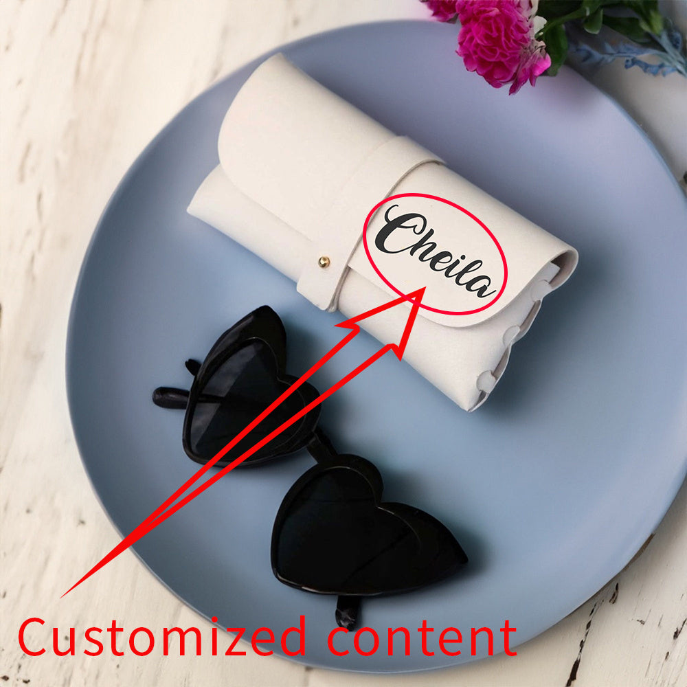 Estuche personalizado de cuero sintético para gafas con nombre personalizado para mujeres, soporte elegante para gafas, regalo
