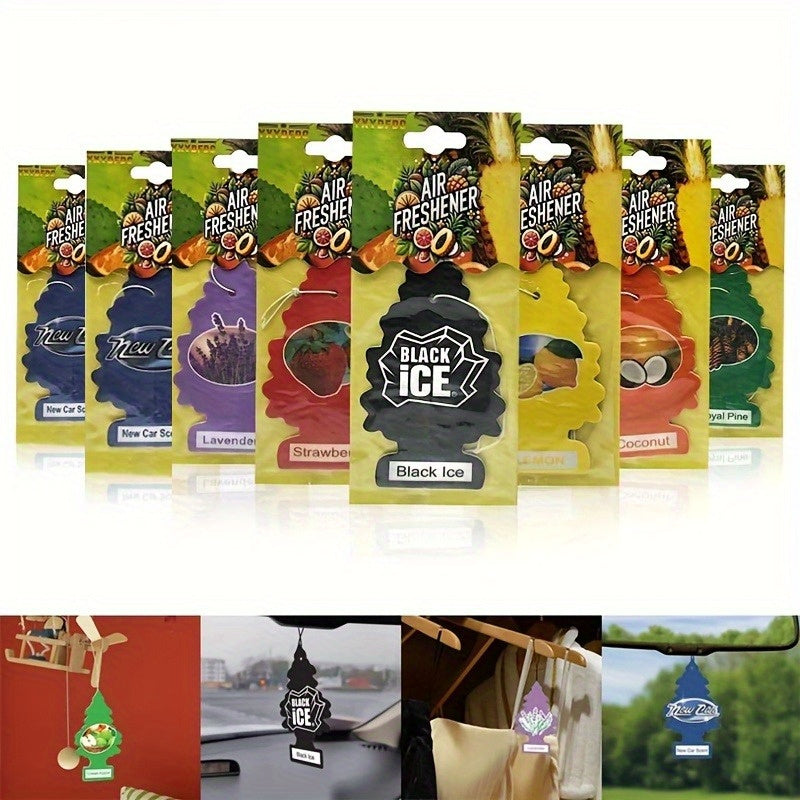 Ko'p rangli avtomobil havo tozalagichlari uchun yorliqlar, osma bezaklar, uzoq davom etadigan aromat