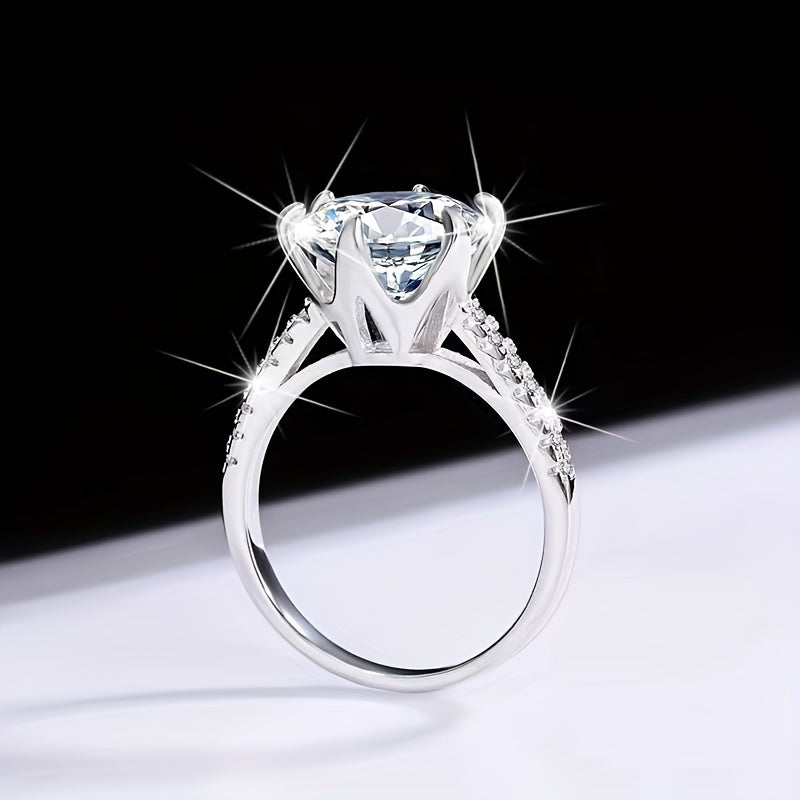Sterling Silver 5 Carat Moissanite Ring for Wedding Engagement Anniversary Gift
