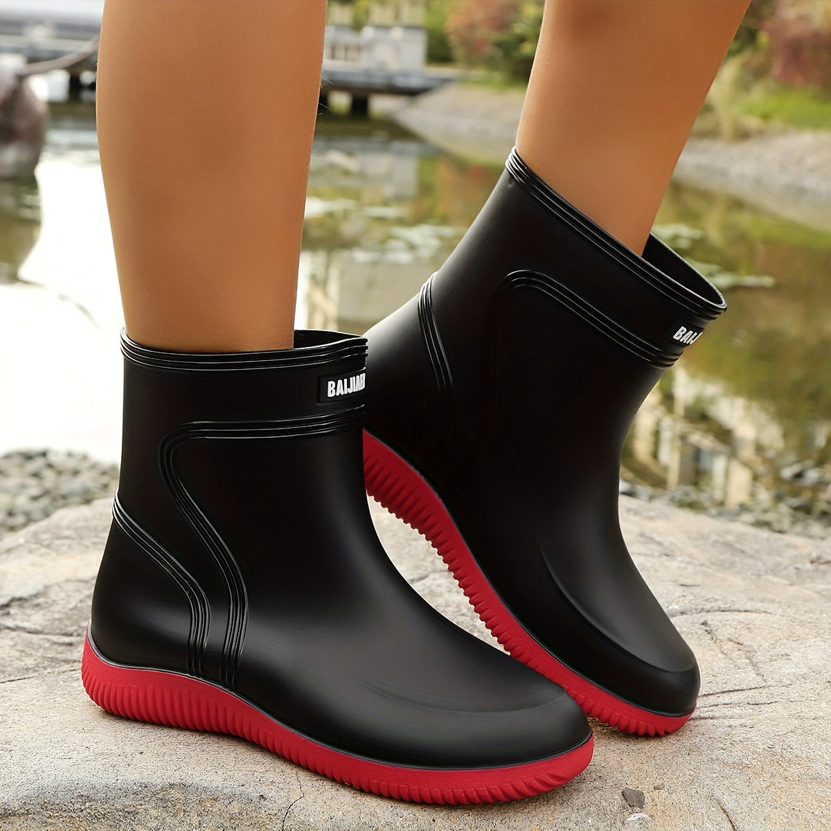 Women's Rain Boots Non-Slip PVC Slip-On Waterproof Gardening Shoes