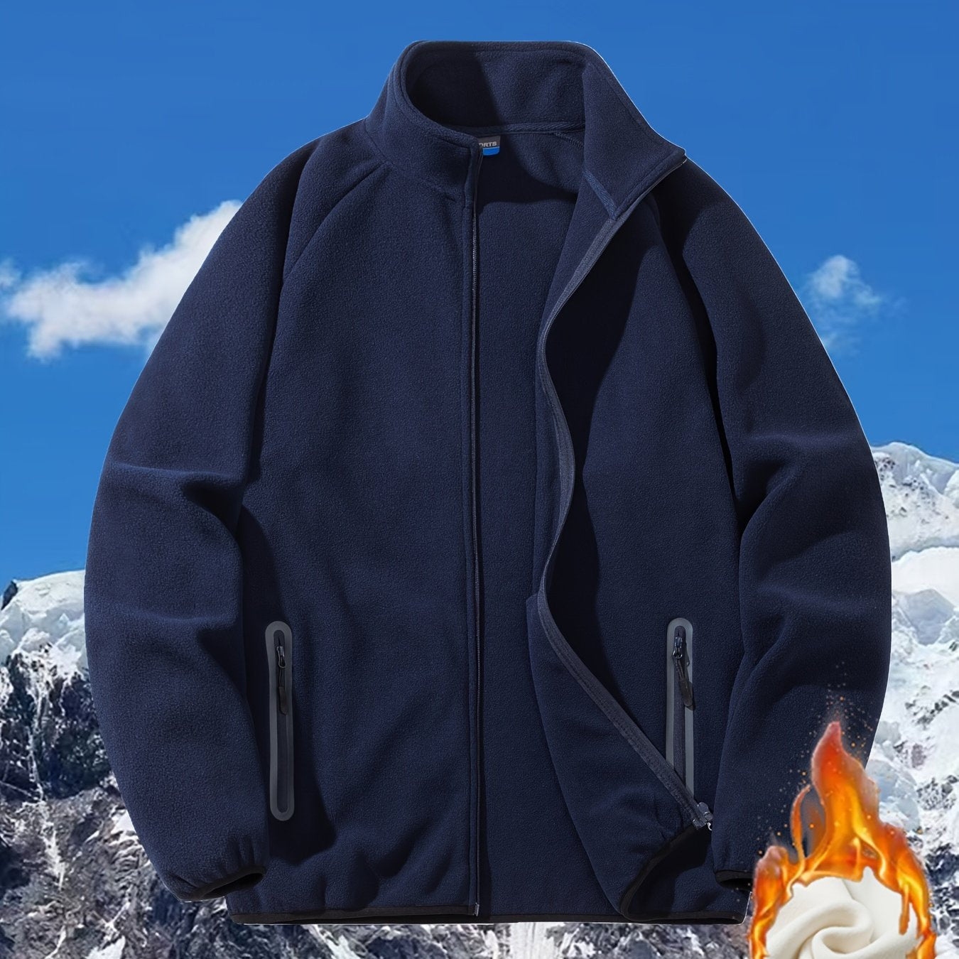 Женская флисовая куртка больших размеров из полиэстера для спорта с воротником-стойкой и карманами