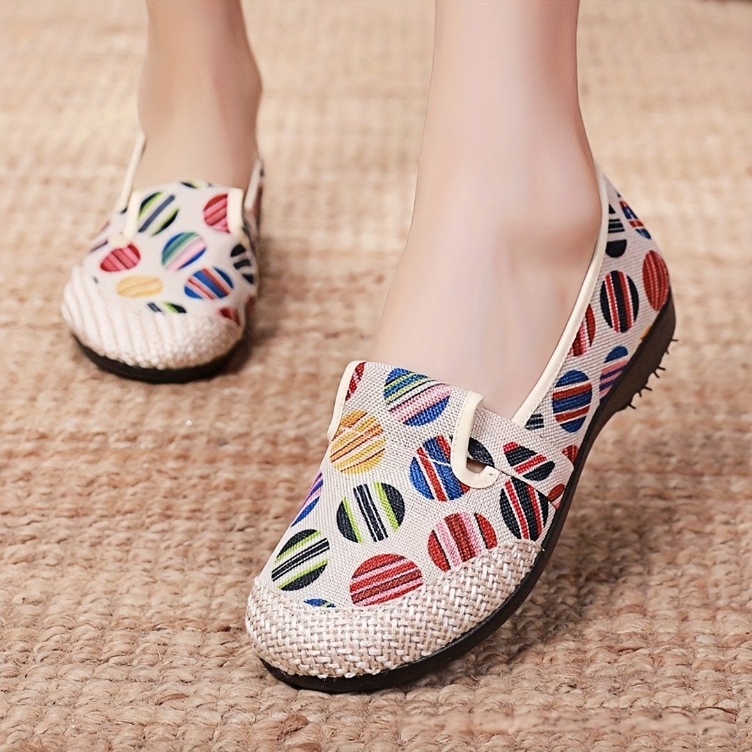 Zapatos planos étnicos para mujer, mocasines sin cordones, cómodos, con suela de tela