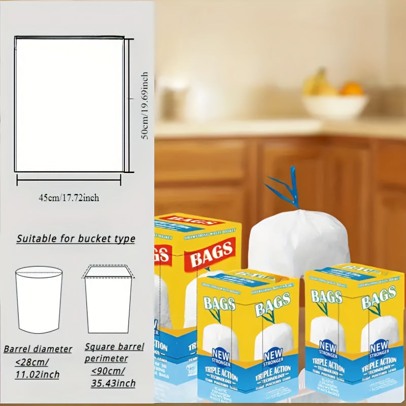 Bolsa de basura gruesa a prueba de fugas con asa de cuerda de atar para limpieza en el hogar y la oficina