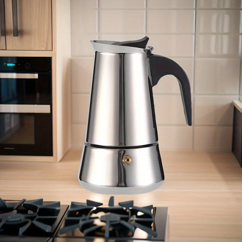 Stainless Steel Moka Pot Espresso Maker for 2 Servings Stovetop Coffee Brewer