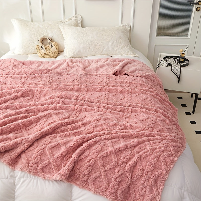 Manta de felpa suave y acogedora con jacquard 3D para sofá y decoración del hogar, ligera, cálida y con textura, para cama