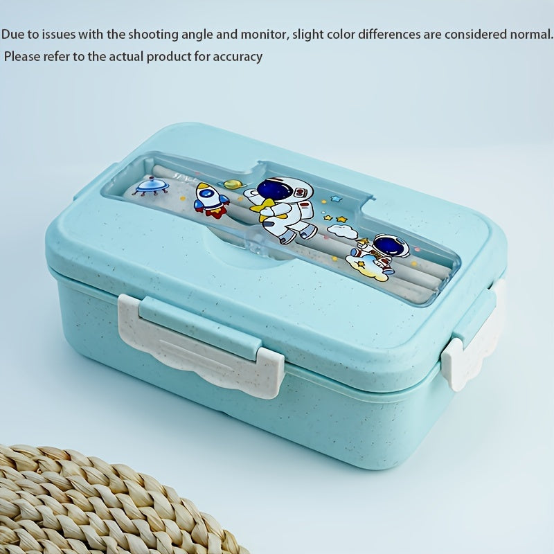 Leak-Proof Insulated Lunch Box with Cartoon Design, Microwave Safe Bento for Students and Professionals