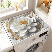 Flower Print Washing Machine Dust Cover Mat Non-Electric 50x60 cm Laundry Kitchen