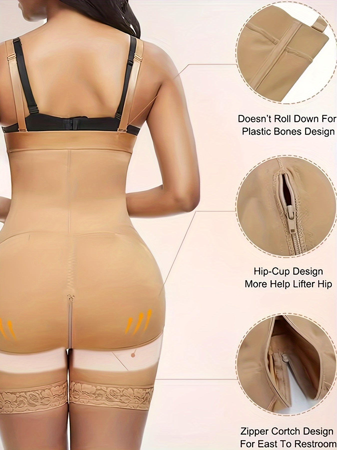 Women’s Shapewear Romper with Lace Trim Tummy Control and Butt Lifting