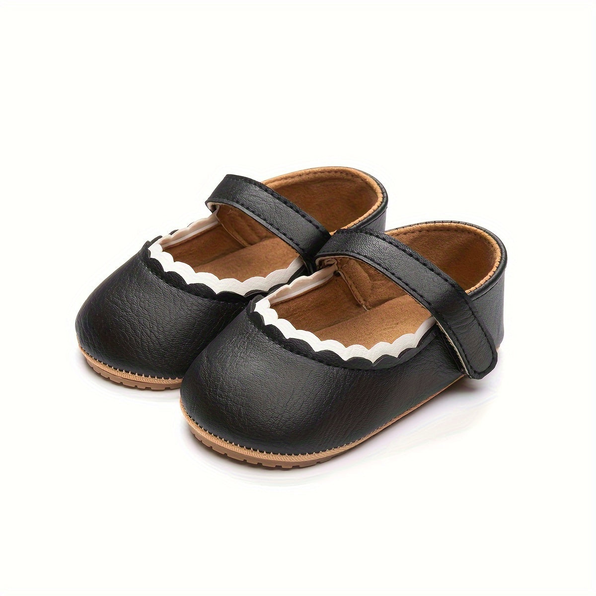Baby Girl Mary Jane Flats Solid Color All-Season PU Non-Slip Casual Formal Shoes