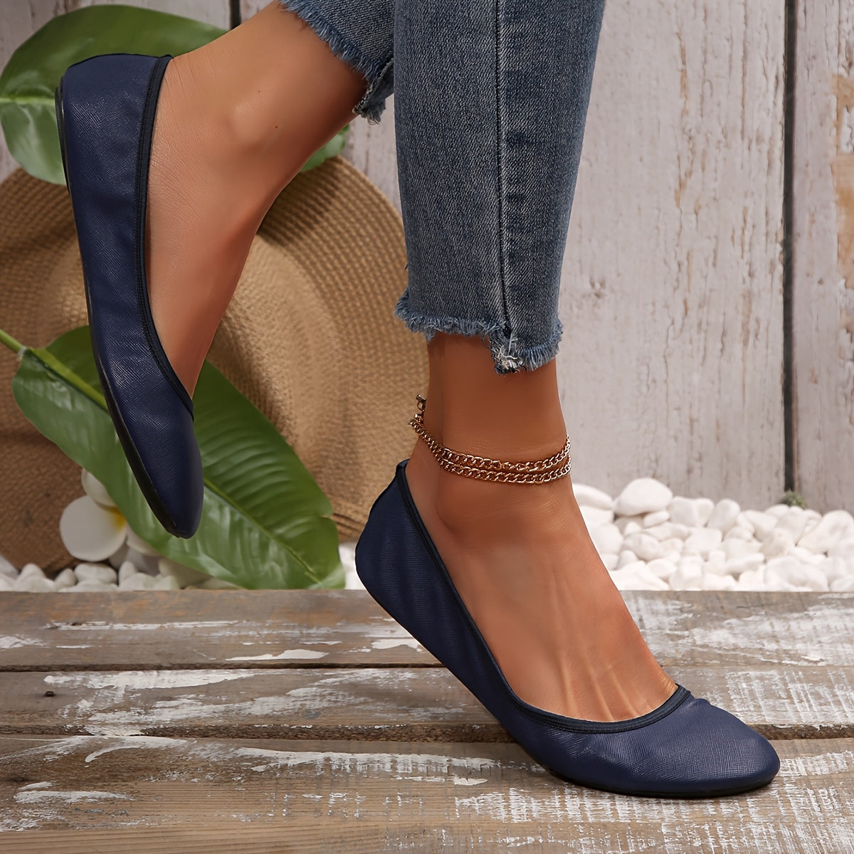 Zapatos de ballet para mujer, zapatos de baile sin cordones, blancos, azul marino, antideslizantes, cómodos