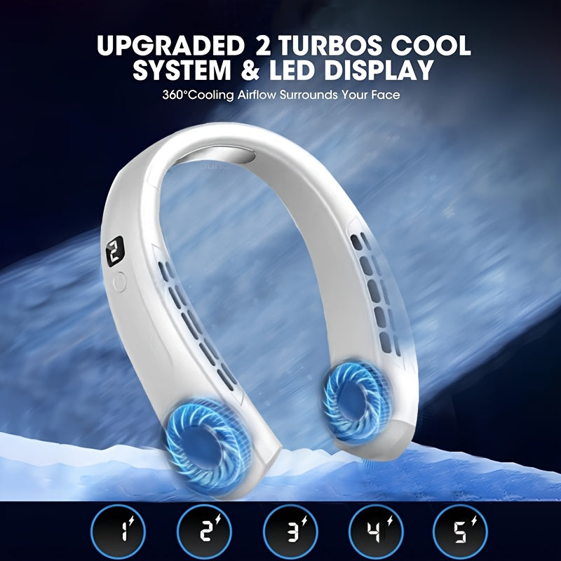 Mini Air Cooler Fan 2024 Neck-Hanging USB Rechargeable Quiet Leafless Indoor Outdoor