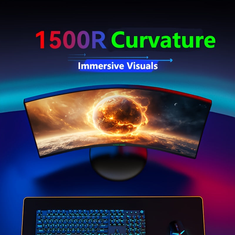 Curved Gaming Monitor 23.6 Inch 2K 180Hz HDR10 FreeSync SRGB Desktop Mount
