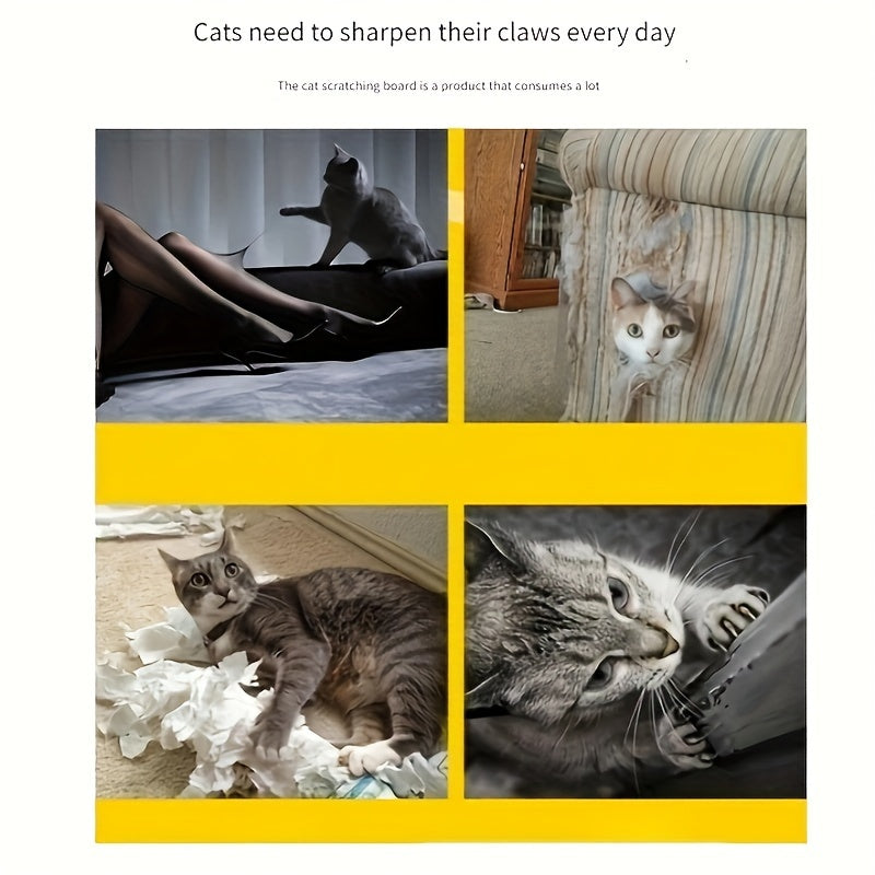 Large Corrugated Cardboard Cat Scratcher Lounge with Fish Pattern and Cozy Nest