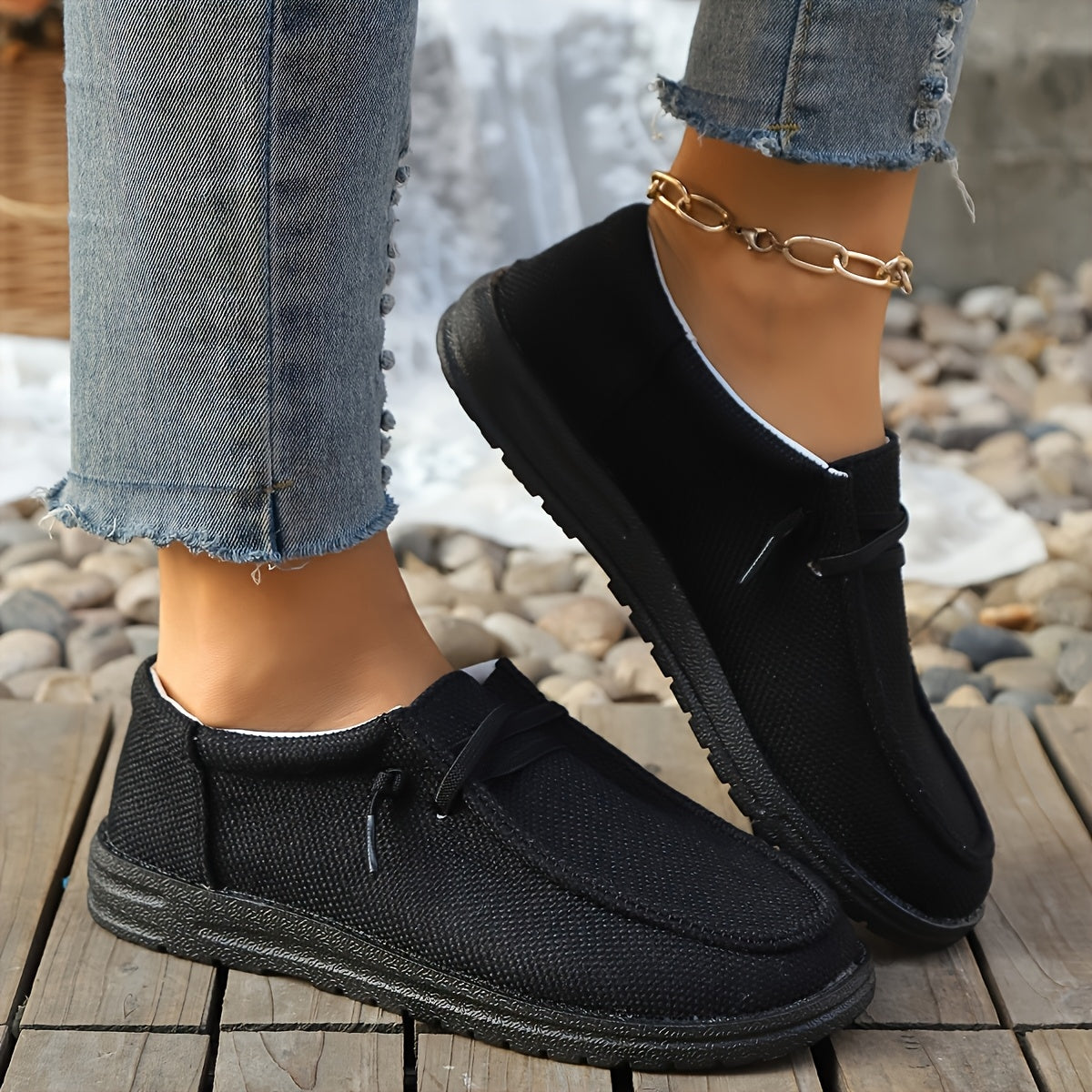 Women's All-Season Solid Color Fabric Sneakers Round Toe PU Sole