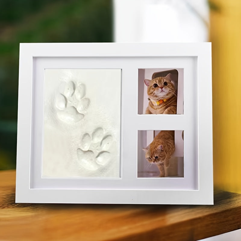 Pet DIY Hand and Footprint Photo Frame Wooden Dog Paw Print Keepsake