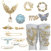 Set of 14 Elegant Alloy Brooch Pins Minimalist Irregular-Shaped Fashion Accessories Safety Pins for Clothing Hats