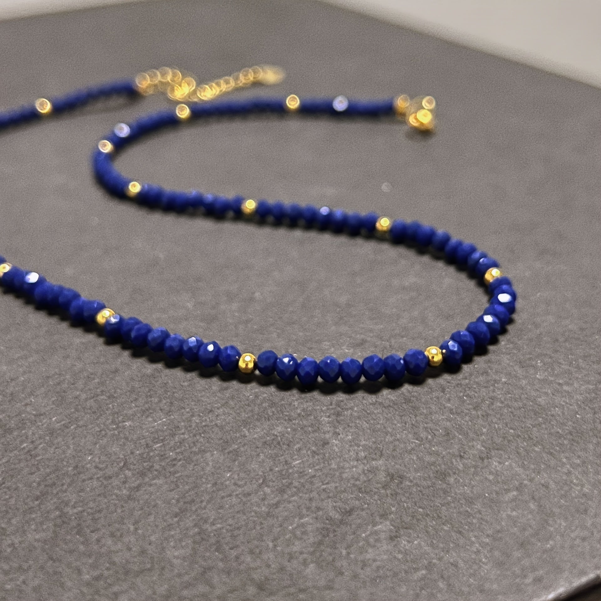 Collar de cuentas de lapislázuli bohemio para mujer, joyería de piedra natural, regalo