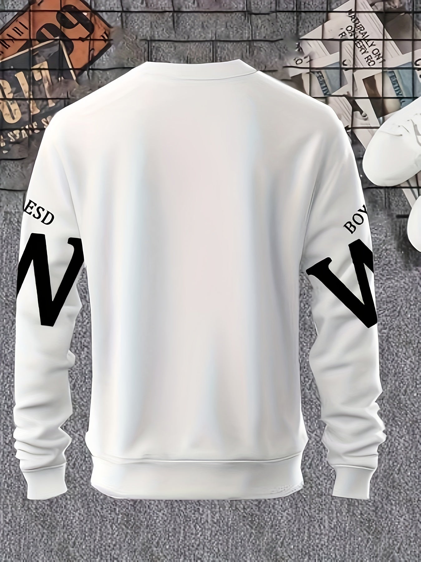 Men's Plus Size Crew Neck Sweatshirt with Printed Design Polyester Spandex Casual Sports