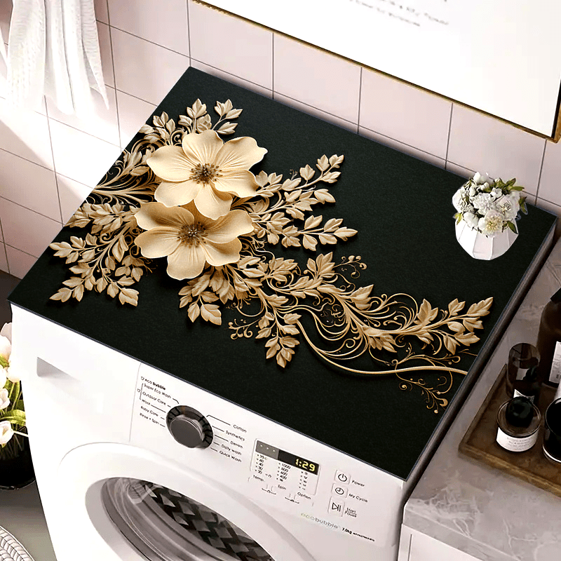 Floral Polyester Dish Drying Mat for Kitchen Countertop Microwave and Washing Machine Use