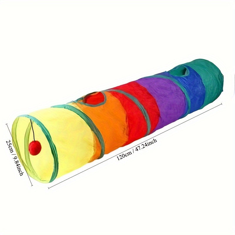 Foldable Pet Tunnel for Cats and Dogs, Polyester, Interactive Play and Training