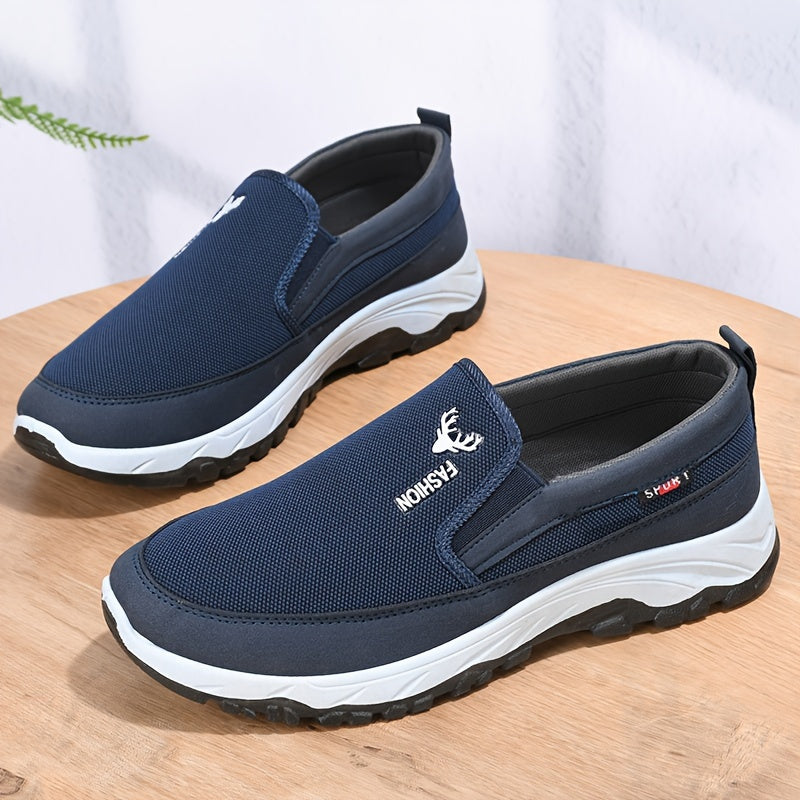 Men's Casual Slip-On Loafers Fabric Upper PVC Sole All-Season Solid Color Round Toe