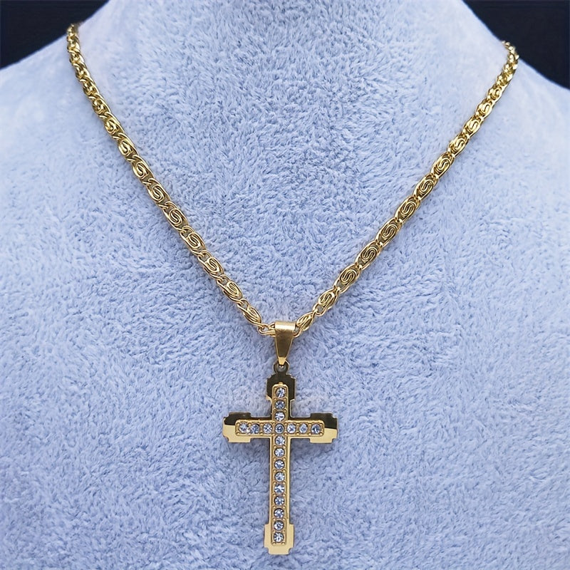 Stainless Steel Cross Necklace for Men Women Elegant Jewelry Gift