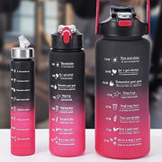 Набор из трех спортивных бутылок с градиентом, с временными метками, соломинками и защитой от протечек, изготовленных из материала PC без BPA. Идеально подходит для различных мероприятий и подарков.