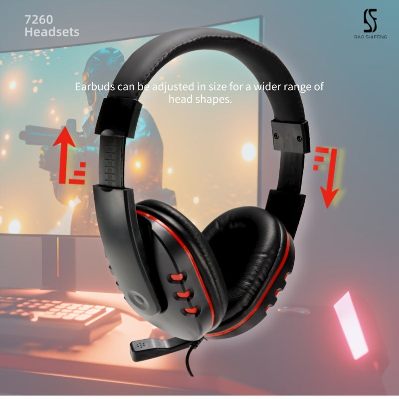 Black and Red Gaming Headset with Microphone 3.5mm Noise-Cancelling Over-Ear Headphones
