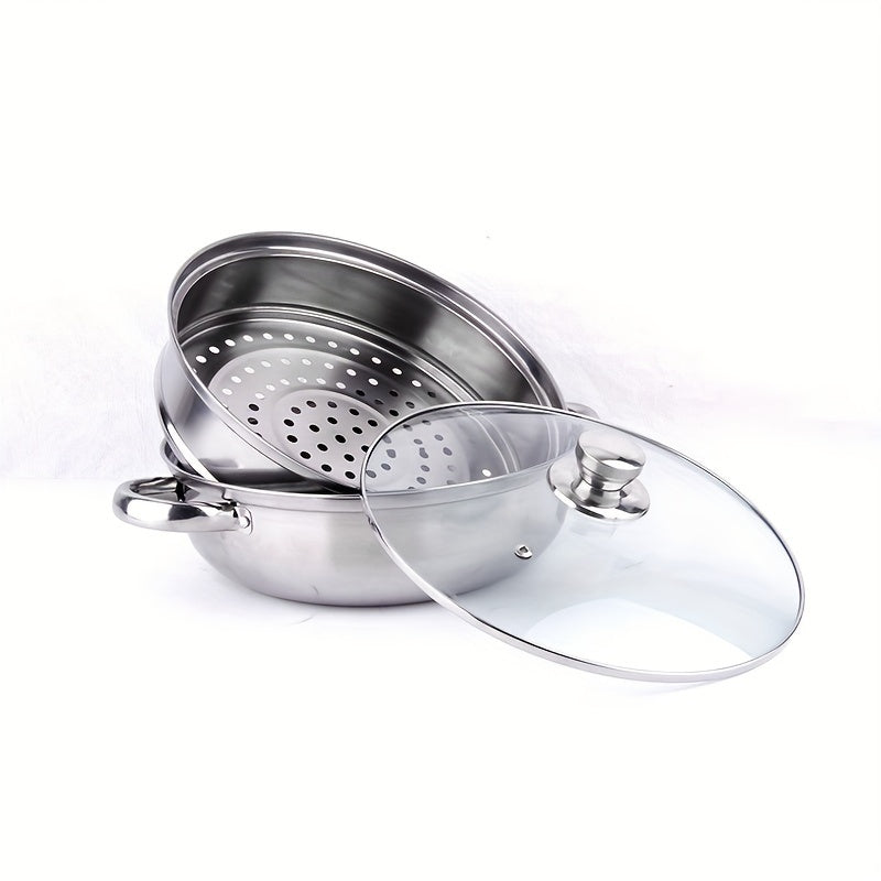 Stainless Steel Multipot with Steamer Basket Double Layer Soup and Steam Pot