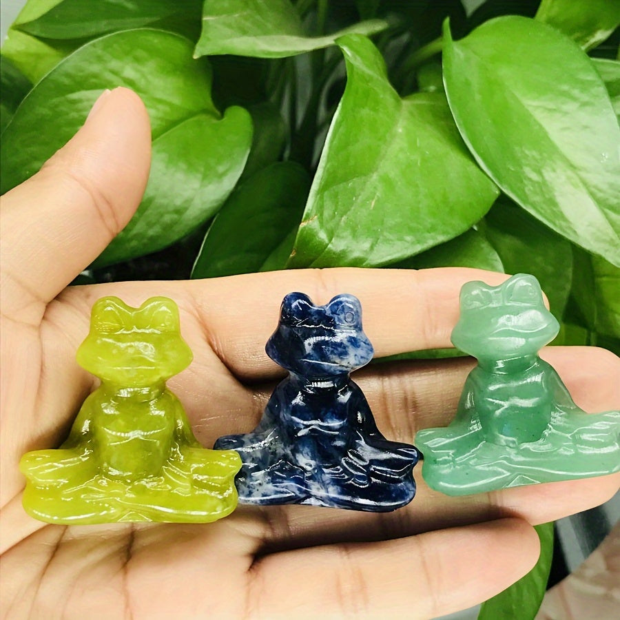 Natural Crystal Yoga Frog Figurine 40mm Hand-Carved Home Office Decor Gift