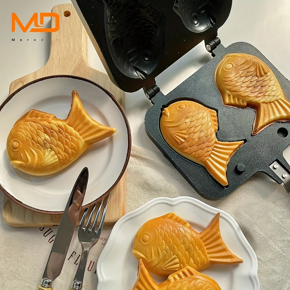 Fish-Shaped Nonstick Aluminum Taiyaki Maker with Handle for Home Grill