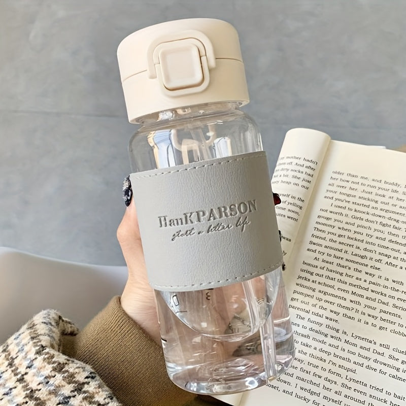 Clear 500ml Water Bottle with Straw High Temperature Resistant for Outdoor Sports Fitness Travel