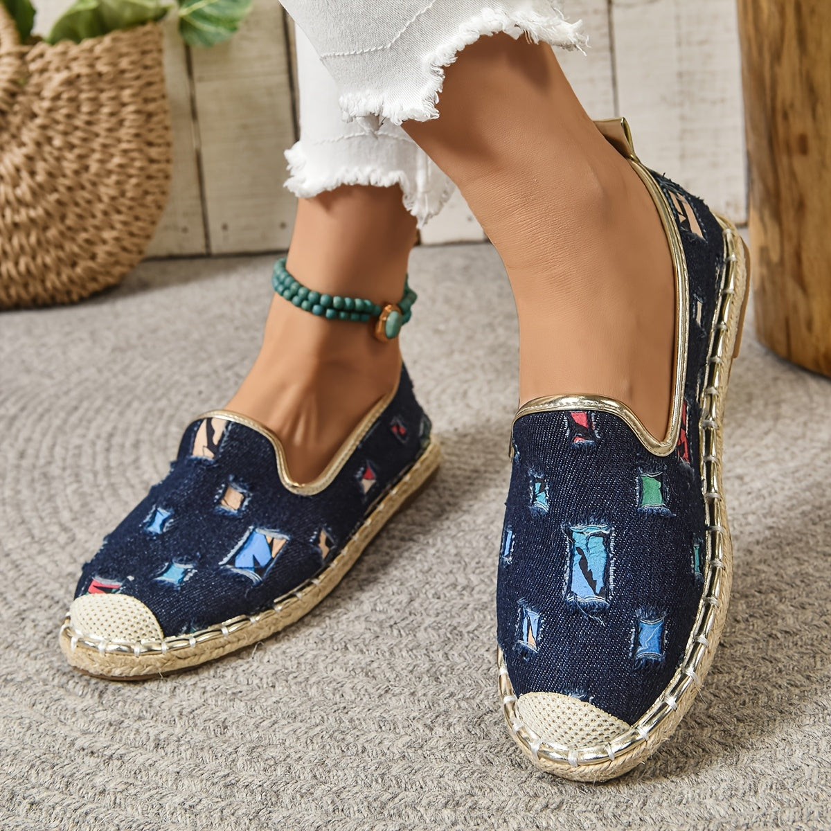 Women's Casual Woven Rope Sneakers Flat Trendy Flat Shoes