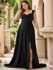 Plus Size Navy Blue Maxi Dress V-Neck Sleeveless A-Line Formal